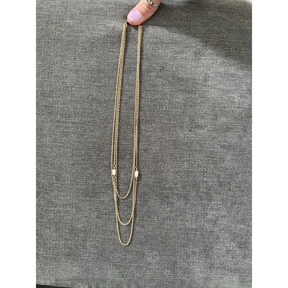Vintage Avon Three Strand Gold Toned Necklace‎ with Pearl Beads